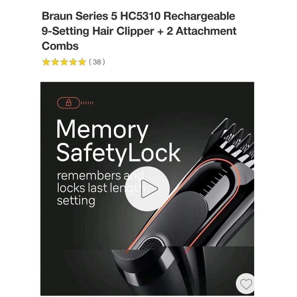 BRAUN SERIES 5 HC5310 9 SETTING HAIR CLIPPERS + 2 ATTACHMENTS‎